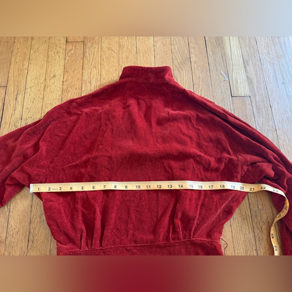 30s Vintage Orange  Velvet Long Sleeve Dress - Picture 10 of 12